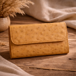 Golden Tan Ostrich Leather Ladies Purse